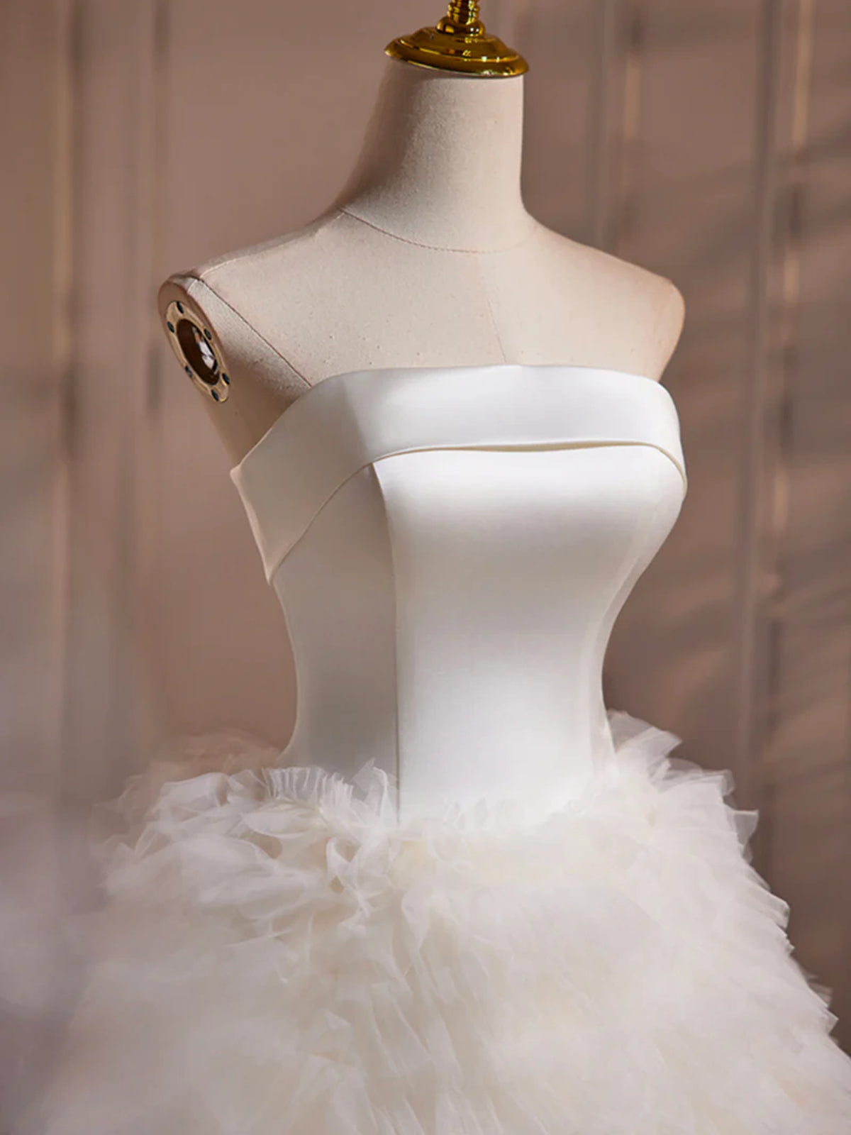 Lovely Strapless Fluffy White Prom Dresses, Strapless White Homecoming - shegown Lovely Strapless Fluffy White Prom Dresses, Strapless White Homecoming - shegown