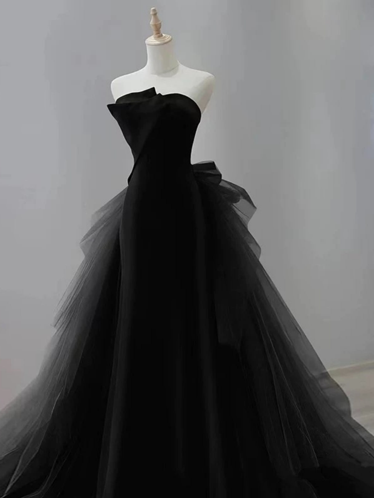 Mermaid Black Long Prom Dresses, Black Mermaid Long Formal Graduation Dresses