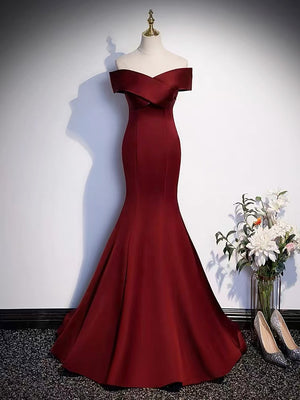 Mermaid Burgundy Black Long Prom Dresses, Wine Red Black Mermaid Long Formal Graduation Dresses