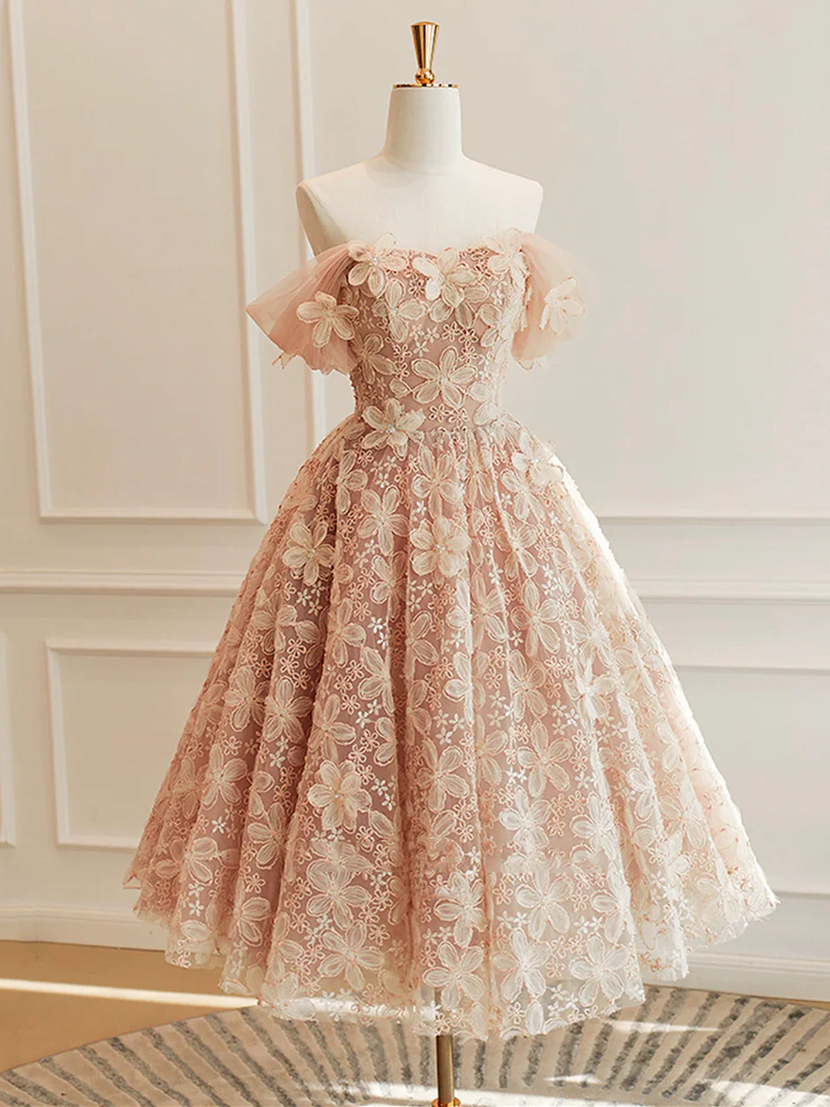 Off Shoulder Pink Lace Prom Dresses, Short Pink Lace Homecoming Formal Graduation Dresses, US 10 / Custom Color / With Rush+$19.99 Off Shoulder Pink Lace Prom Dresses, Short Pink Lace Homecoming Formal Graduation Dresses, US 10 / Custom Color / With Rush+$19.99