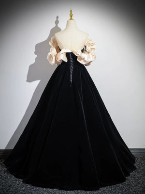 Off the Shoulder Black Prom Dresses, Black Long Formal Evening Dresses