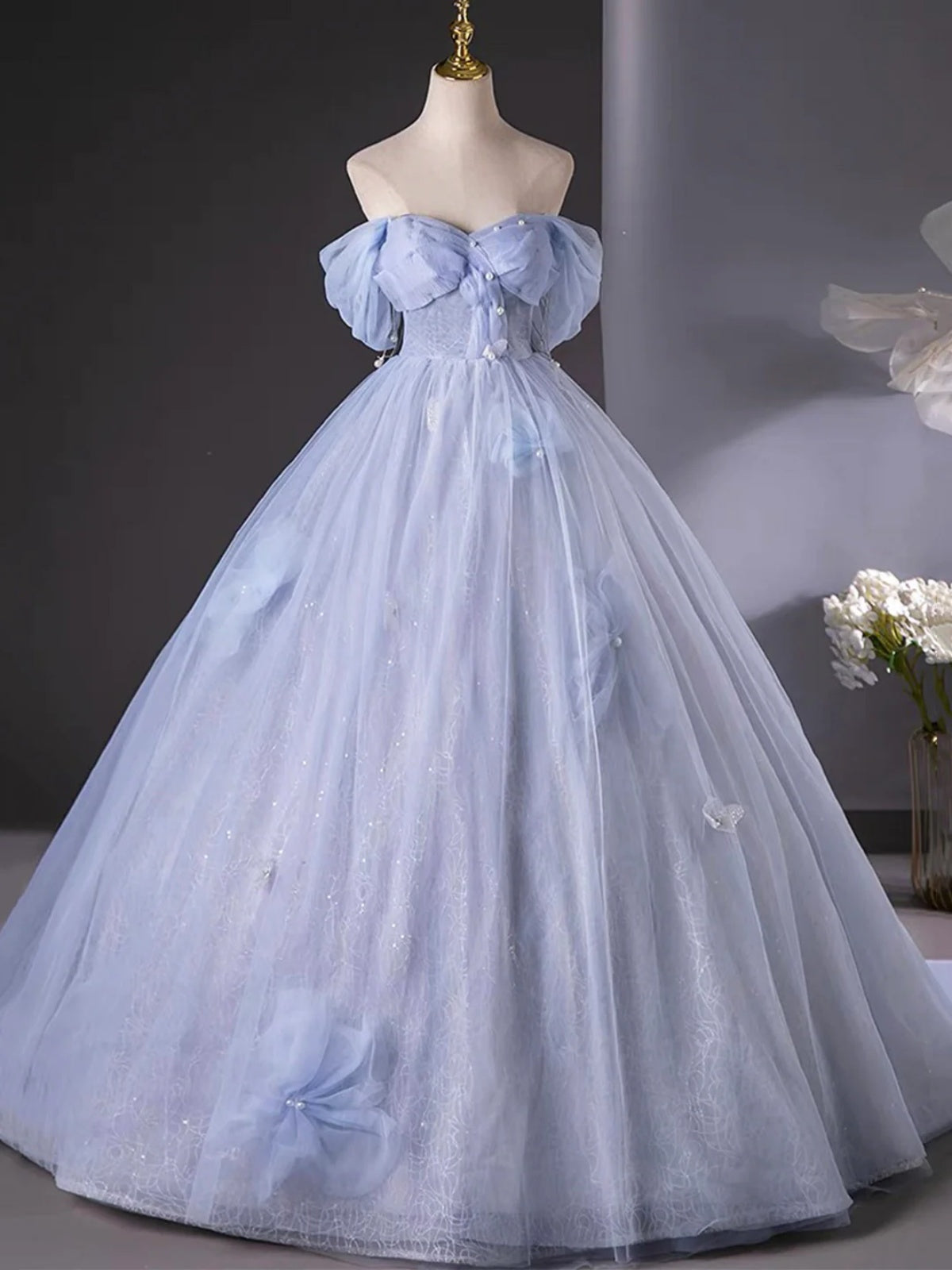 Off the Shoulder Blue Long Lace Prom Dresses, Off Shoulder Blue Long Formal Evening Dresses, US 6 / Custom Color / No Rush Off the Shoulder Blue Long Lace Prom Dresses, Off Shoulder Blue Long Formal Evening Dresses, US 6 / Custom Color / No Rush