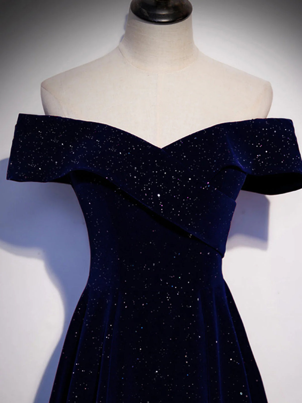 Off the Shoulder Blue Long Prom Dresses, Off Shoulder Blue Long Formal