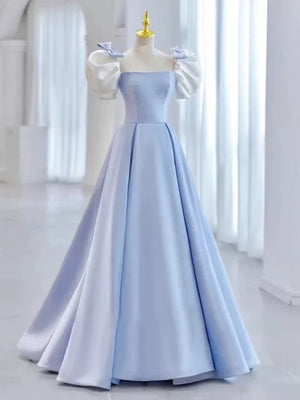 Off the Shoulder Burgundy Blue Satin Long Prom Dresses, Wine Red Blue Formal Evening Dresses