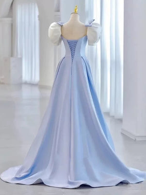 Off the Shoulder Burgundy Blue Satin Long Prom Dresses, Wine Red Blue Formal Evening Dresses