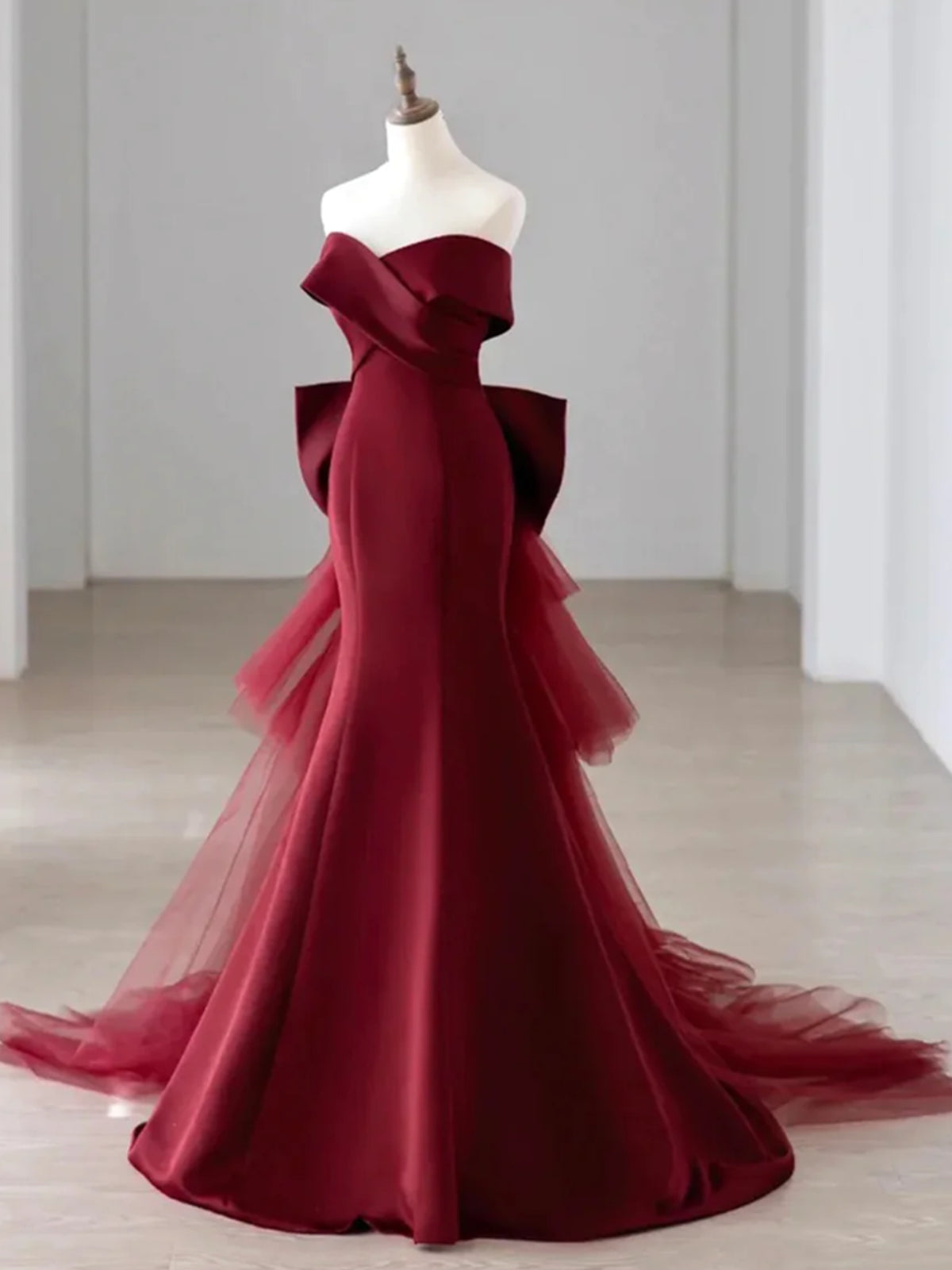 Off the Shoulder Burgundy Long Prom Dresses, Burgundy Mermaid Long For - shegown Off the Shoulder Burgundy Long Prom Dresses, Burgundy Mermaid Long For - shegown