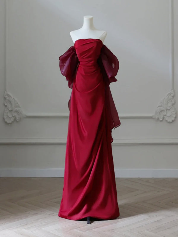 Off the Shoulder Burgundy Long Prom Dresses, Off Shoulder Wine Red Lon ...