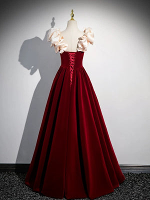 Off the Shoulder Burgundy Long Prom Dresses, Wine Red Off Shoulder Long Formal Evening Dresses