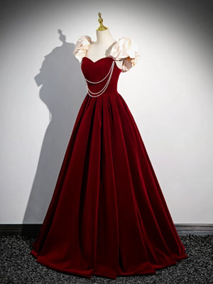 Off the Shoulder Burgundy Long Prom Dresses, Wine Red Off Shoulder Long Formal Evening Dresses