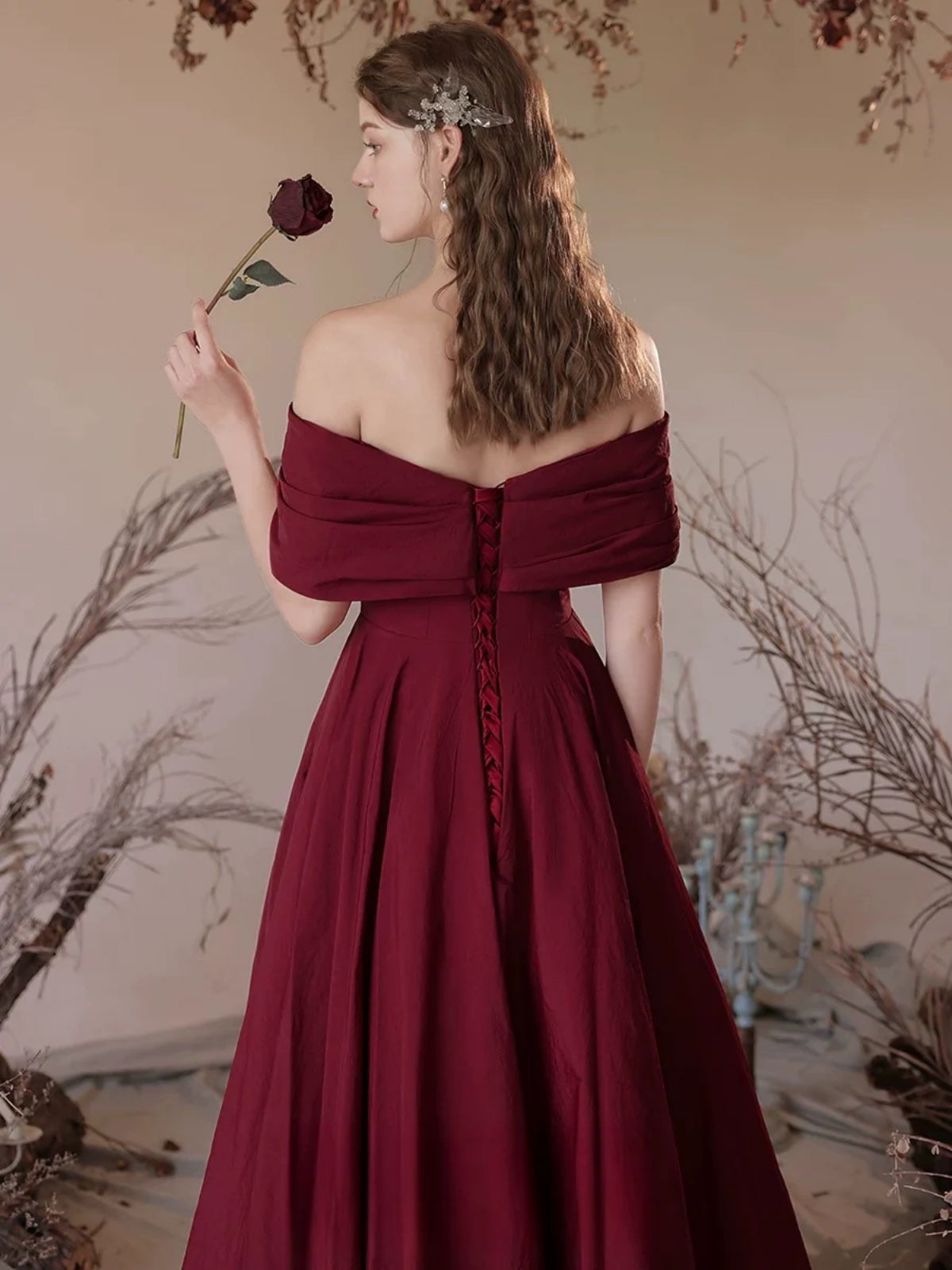 burgundy off the shoulder dress Off the Shoulder Burgundy Satin Long Prom Dresses, Wine Red Off Should