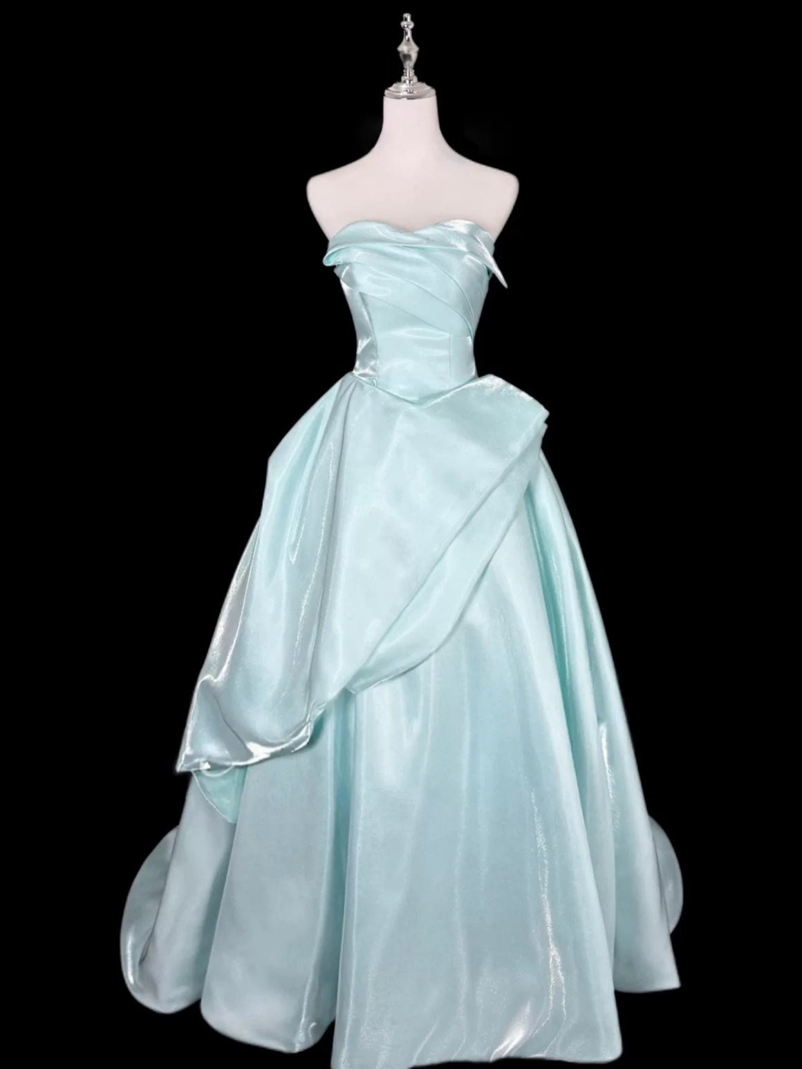 Off the Shoulder Green Satin Long Prom Dresses, Green Satin Long Formal Graduation Dresses