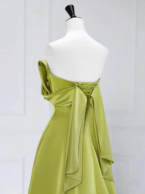 Off the Shoulder Green Satin Long Prom Dresses, Off Shoulder Green Satin Long Formal Evening Dresses