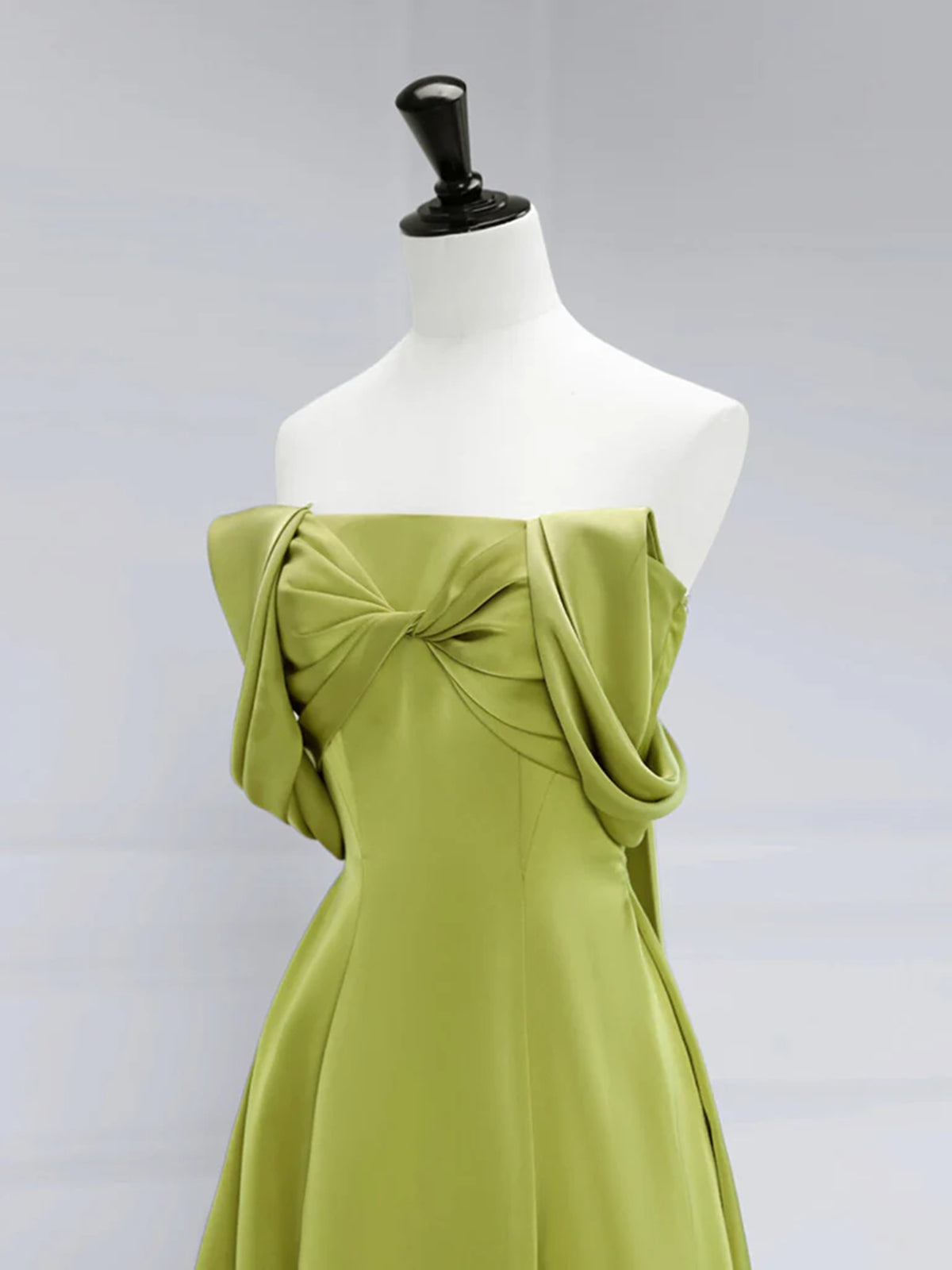 Off the Shoulder Green Satin Long Prom Dresses, Off Shoulder Green Sat - shegown Off the Shoulder Green Satin Long Prom Dresses, Off Shoulder Green Sat - shegown