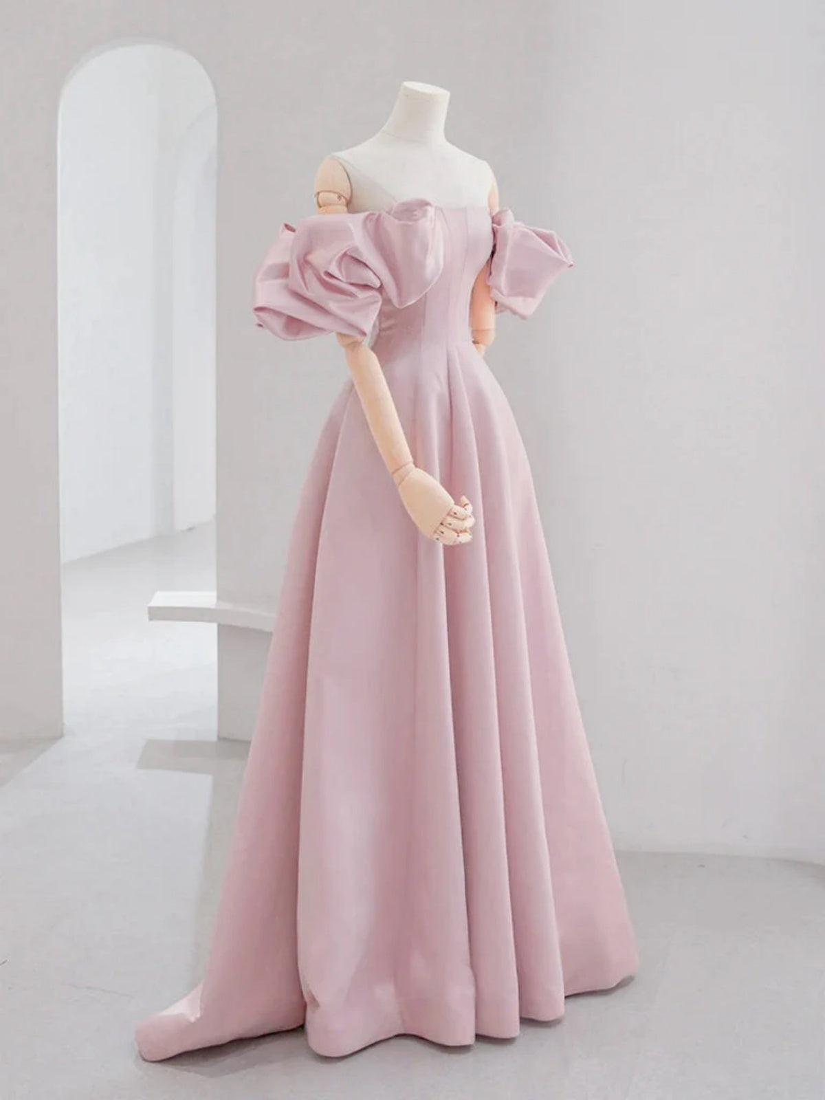Off the Shoulder Light Pink Satin Prom Dresses, Light Pink Off Shoulder Long Formal Evening Dresses, US 8 / Custom Color / With Rush+$19.99 Off the Shoulder Light Pink Satin Prom Dresses, Light Pink Off Shoulder Long Formal Evening Dresses, US 8 / Custom Color / With Rush+$19.99