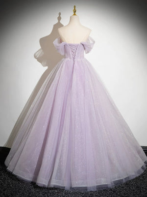 Off the Shoulder Purple Lace Floral Long Prom Dresses, Purple Floral Long Formal Evening Dresses