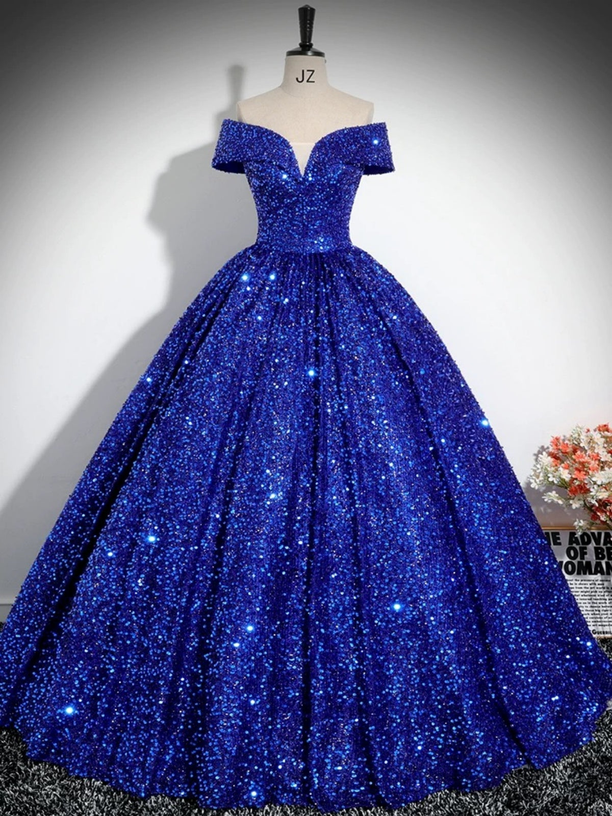 Off the Shoulder Royal Blue Prom Dresses, Off Shoulder Royal Blue Formal Evening Dresses