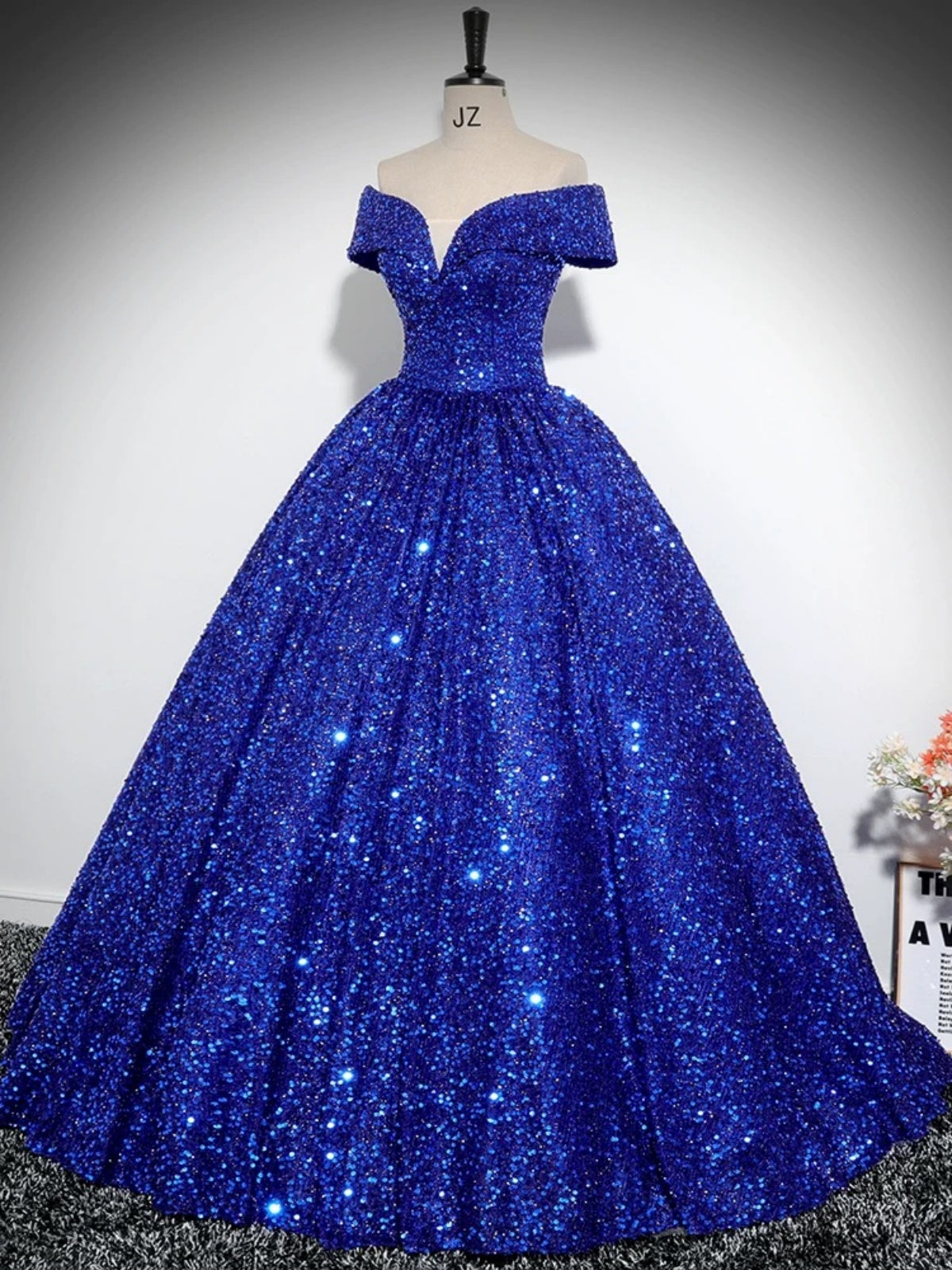 Off the Shoulder Royal Blue Prom Dresses, Off Shoulder Royal Blue Form - shegown Off the Shoulder Royal Blue Prom Dresses, Off Shoulder Royal Blue Form - shegown