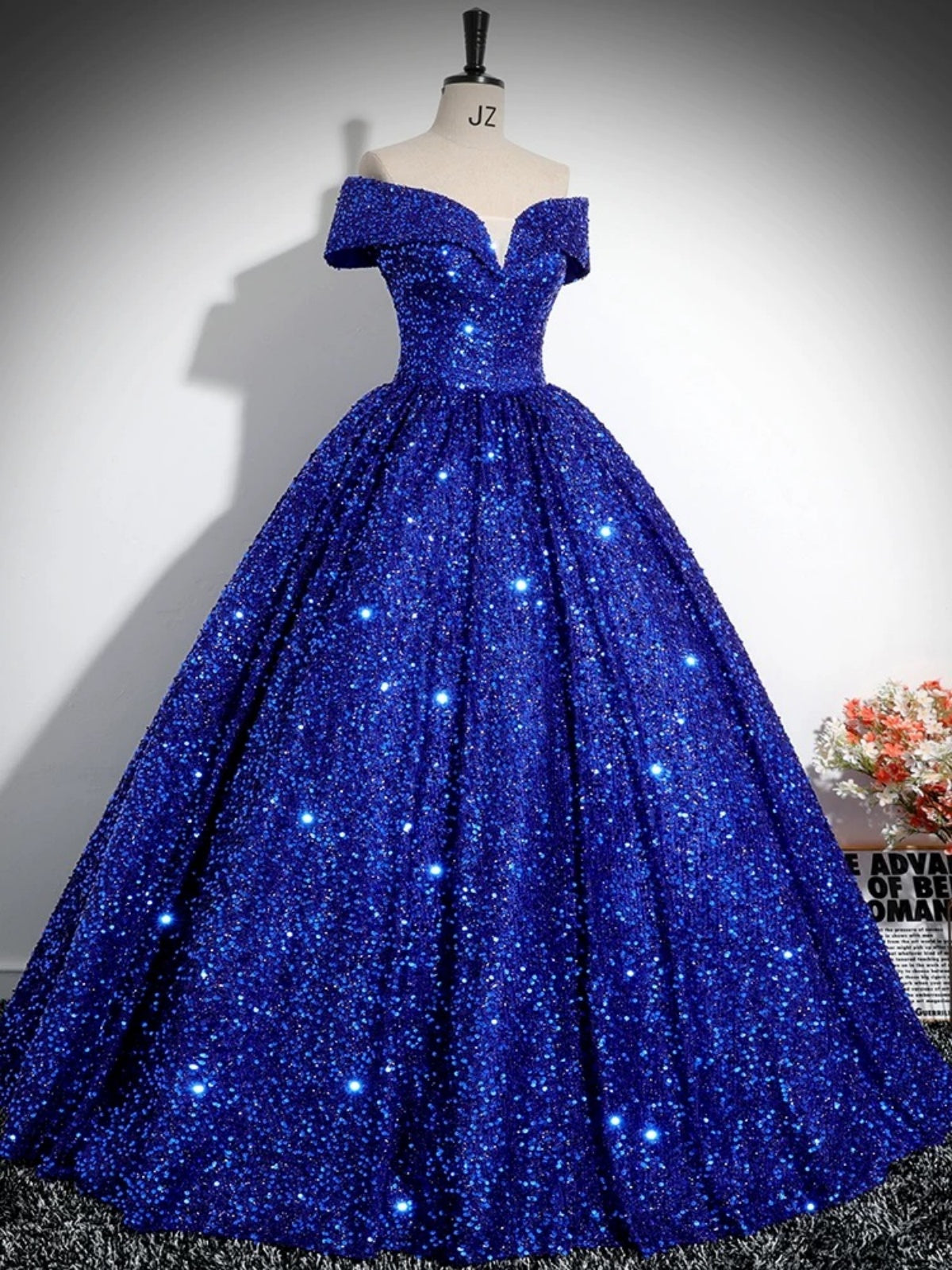 Off the Shoulder Royal Blue Prom Dresses, Off Shoulder Royal Blue Formal Evening Dresses, US 16 / Custom Color / With Rush+$19.99 Off the Shoulder Royal Blue Prom Dresses, Off Shoulder Royal Blue Formal Evening Dresses, US 16 / Custom Color / With Rush+$19.99