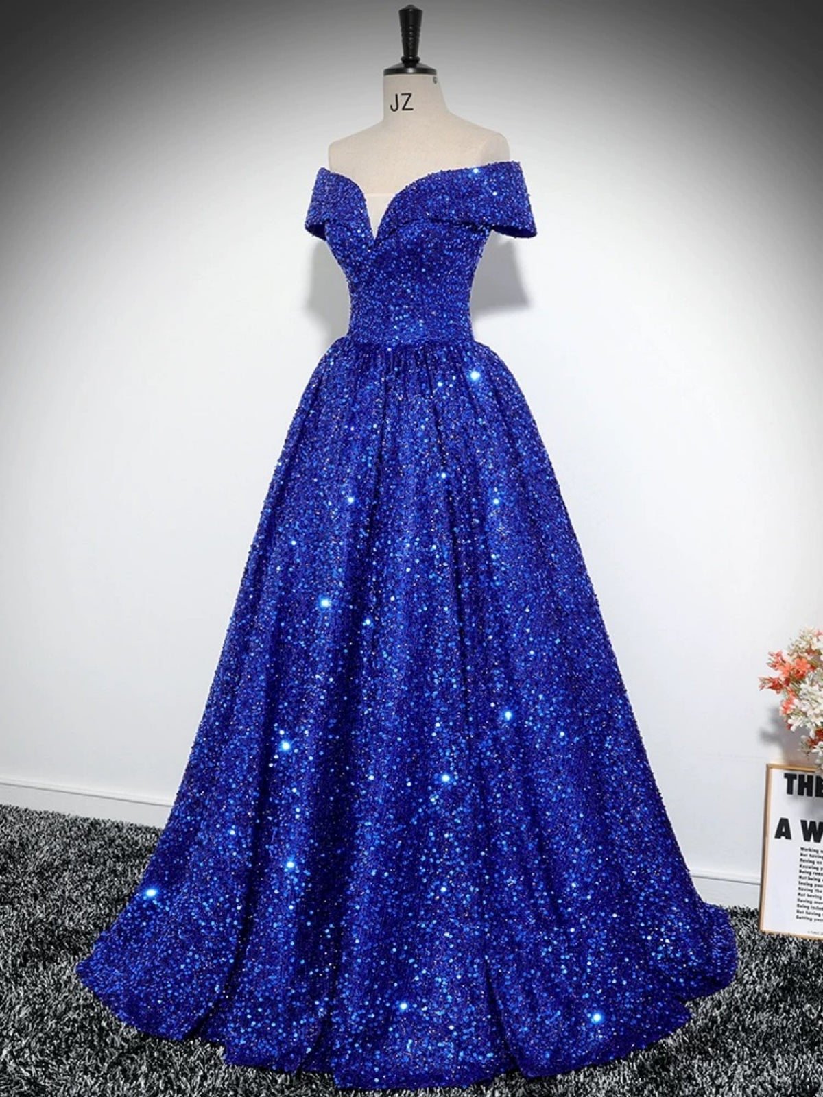 Off the Shoulder Royal Blue Prom Dresses, Off Shoulder Royal Blue Form - shegown Off the Shoulder Royal Blue Prom Dresses, Off Shoulder Royal Blue Form - shegown