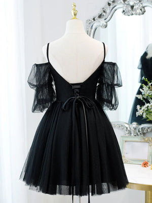 Off the Shoulder Short Black Lace Prom Dresses, Short Black Lace Formal Homecoming Dresses