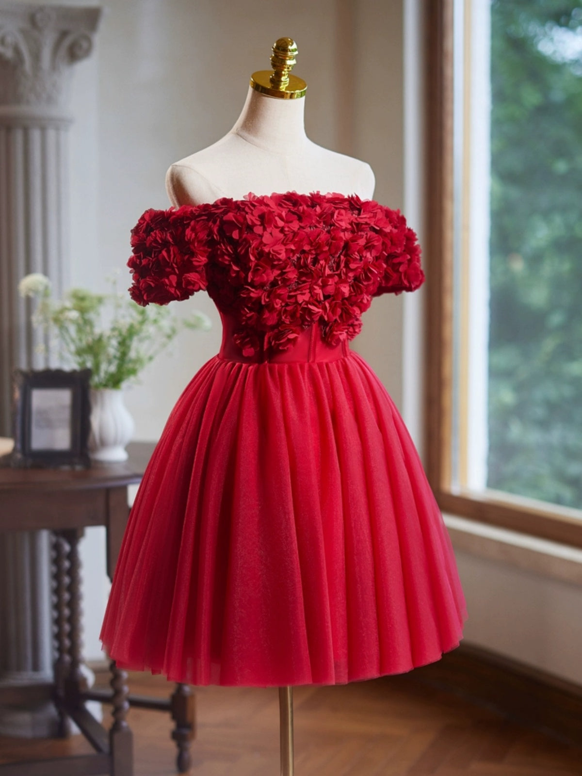 Off the Shoulder Short Burgundy Prom Dresses, Wine Red Short Homecomin - shegown Off the Shoulder Short Burgundy Prom Dresses, Wine Red Short Homecomin - shegown