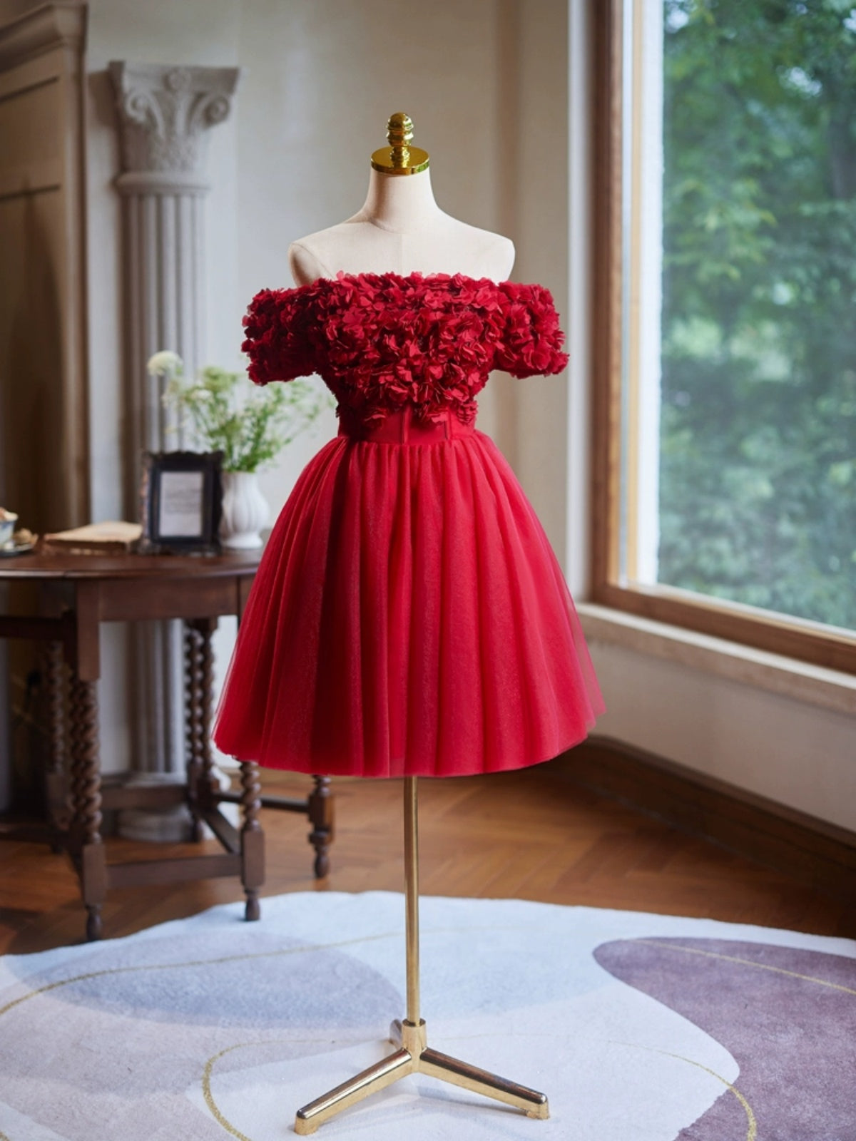 Off the Shoulder Short Burgundy Prom Dresses, Wine Red Short Homecomin - shegown Off the Shoulder Short Burgundy Prom Dresses, Wine Red Short Homecomin - shegown