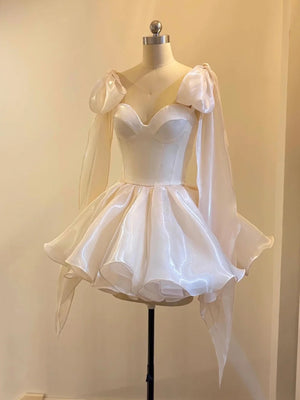 Off the Shoulder Short White Prom Dresses, Short White Formal Homecoming Dresses