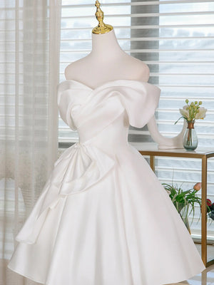 Off the Shoulder Short White Prom Dresses, Short White Formal Homecoming Dresses