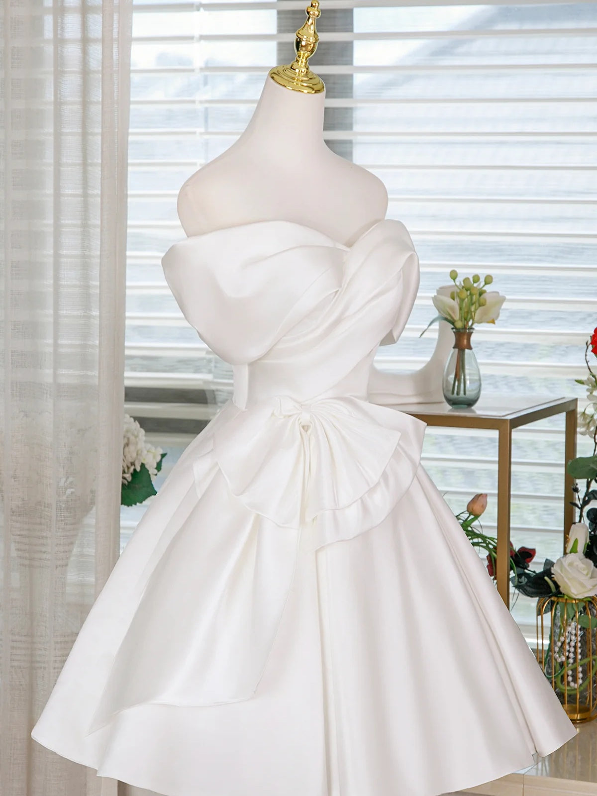 Off the Shoulder Short White Prom Dresses, Short White Formal Homecoming Dresses, US 2 / Custom Color / No Rush Off the Shoulder Short White Prom Dresses, Short White Formal Homecoming Dresses, US 2 / Custom Color / No Rush