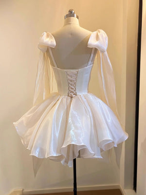 Off the Shoulder Short White Prom Dresses, Short White Formal Homecoming Dresses