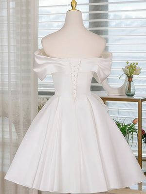 Off the Shoulder Short White Prom Dresses, Short White Formal Homecoming Dresses
