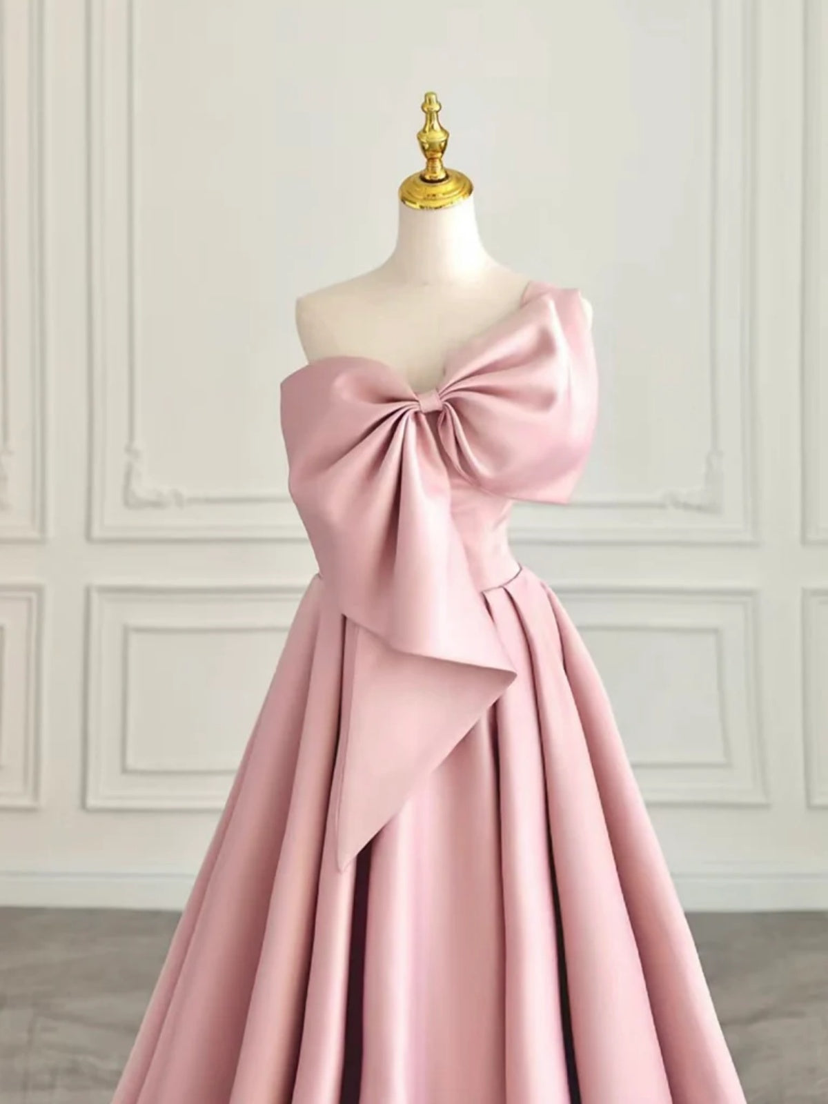 pink satin one shoulder dress Blush Satin One Shoulder Maxi Dress Etheniq Aura by aavi