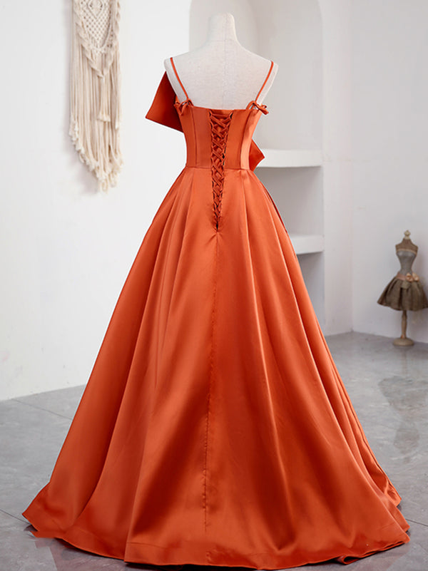Actualee Women's Satin Long Dress Orange