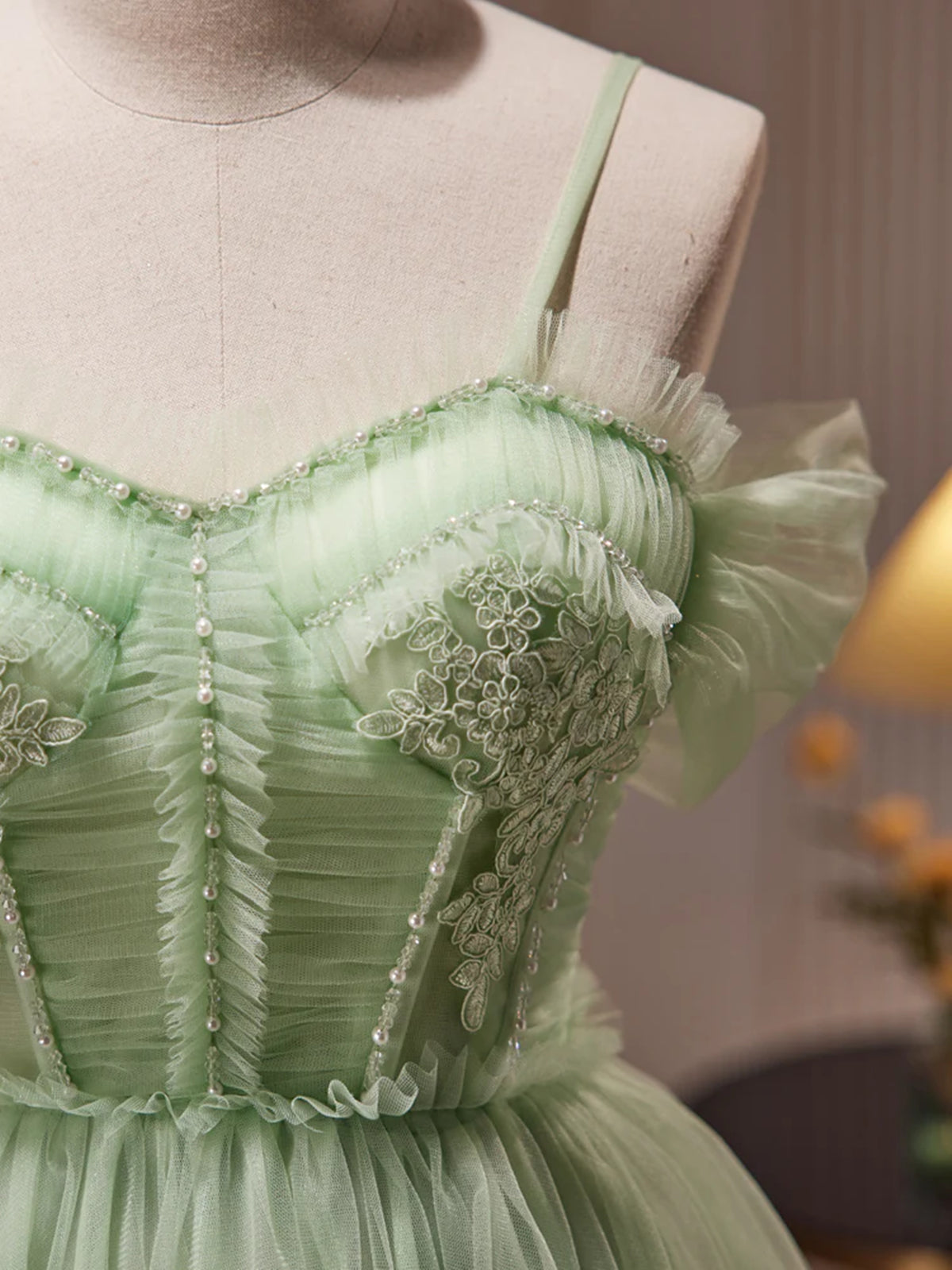 Off the Shoulder Green Lace Prom Dresses, Green Short Formal Homecomin - shegown Off the Shoulder Green Lace Prom Dresses, Green Short Formal Homecomin - shegown