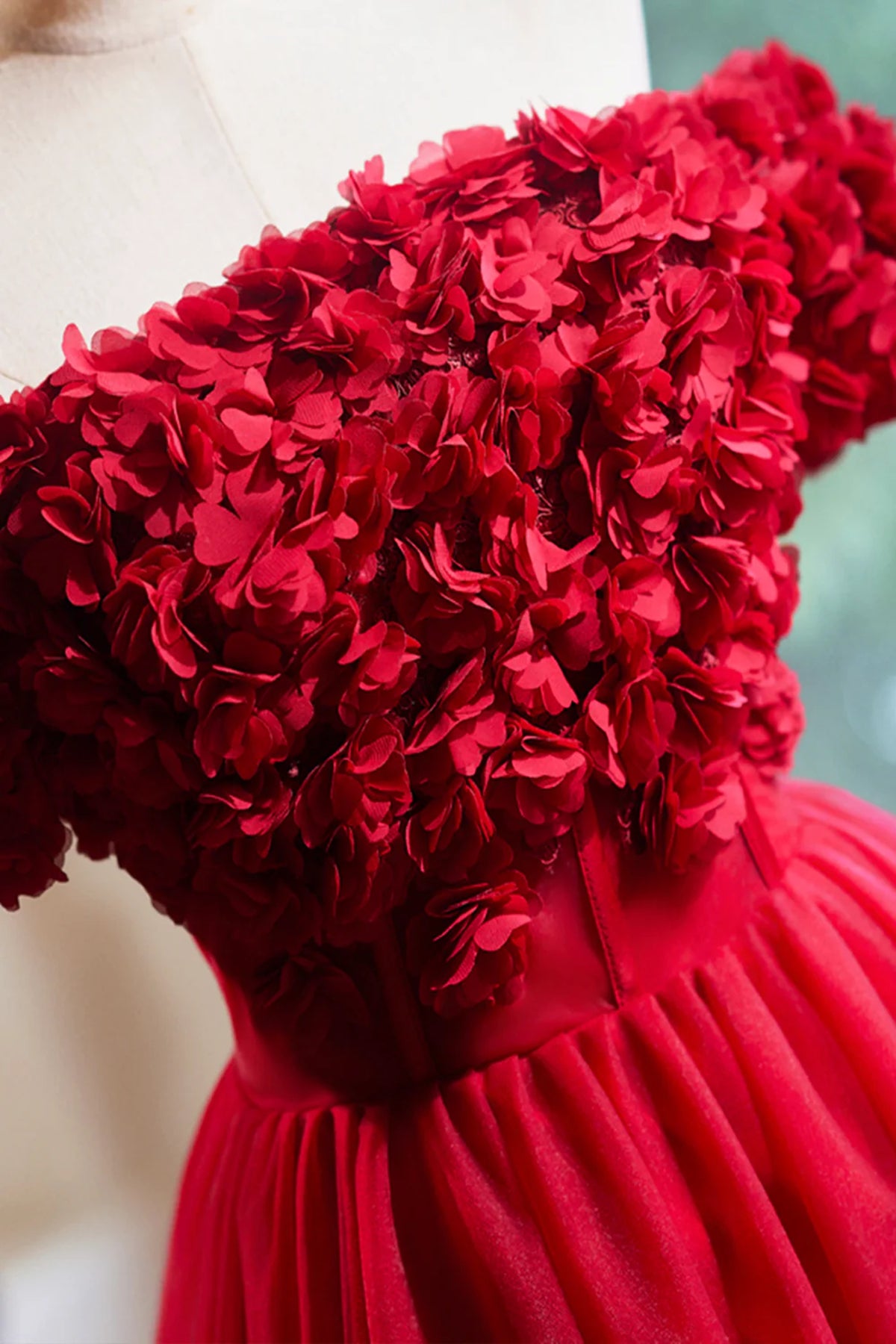 Princess Off Shoulder Red Prom Dresses With 3D Flowers, Short Red Homecoming Dresses, US 14 / Custom Color / With Rush+$19.99 Princess Off Shoulder Red Prom Dresses With 3D Flowers, Short Red Homecoming Dresses, US 14 / Custom Color / With Rush+$19.99