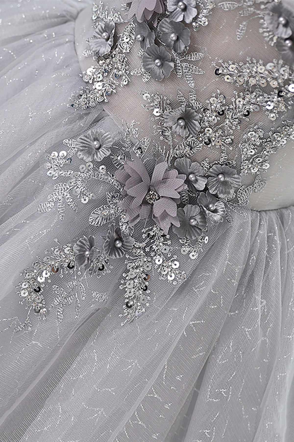 Round Neck Gray Lace Sequins Short Prom Dresses, Gray Lace Formal Homecoming Dresses Round Neck Gray Lace Sequins Short Prom Dresses, Gray Lace Formal Homecoming Dresses