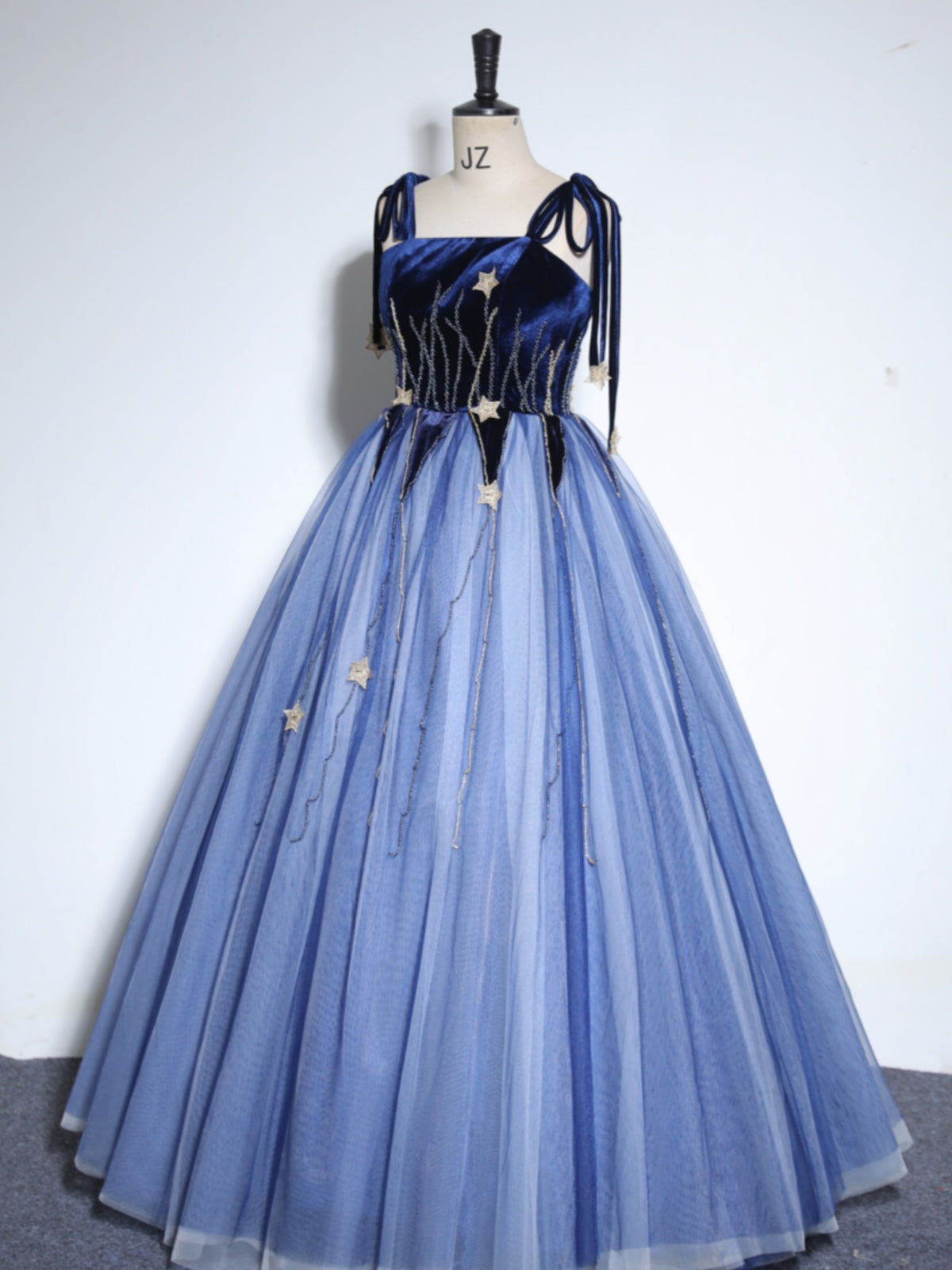 Shiny Blue Beaded Long Prom Dresses, Blue Beaded Long Formal Graduatio - shegown Shiny Blue Beaded Long Prom Dresses, Blue Beaded Long Formal Graduatio - shegown