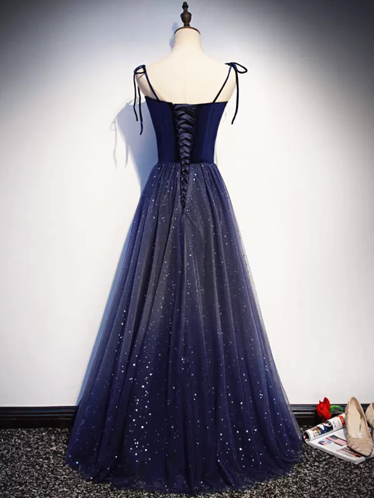 Shiny Blue Velvet Long Prom Dresses, Blue Velvet Long Formal Evening D - shegown Shiny Blue Velvet Long Prom Dresses, Blue Velvet Long Formal Evening D - shegown