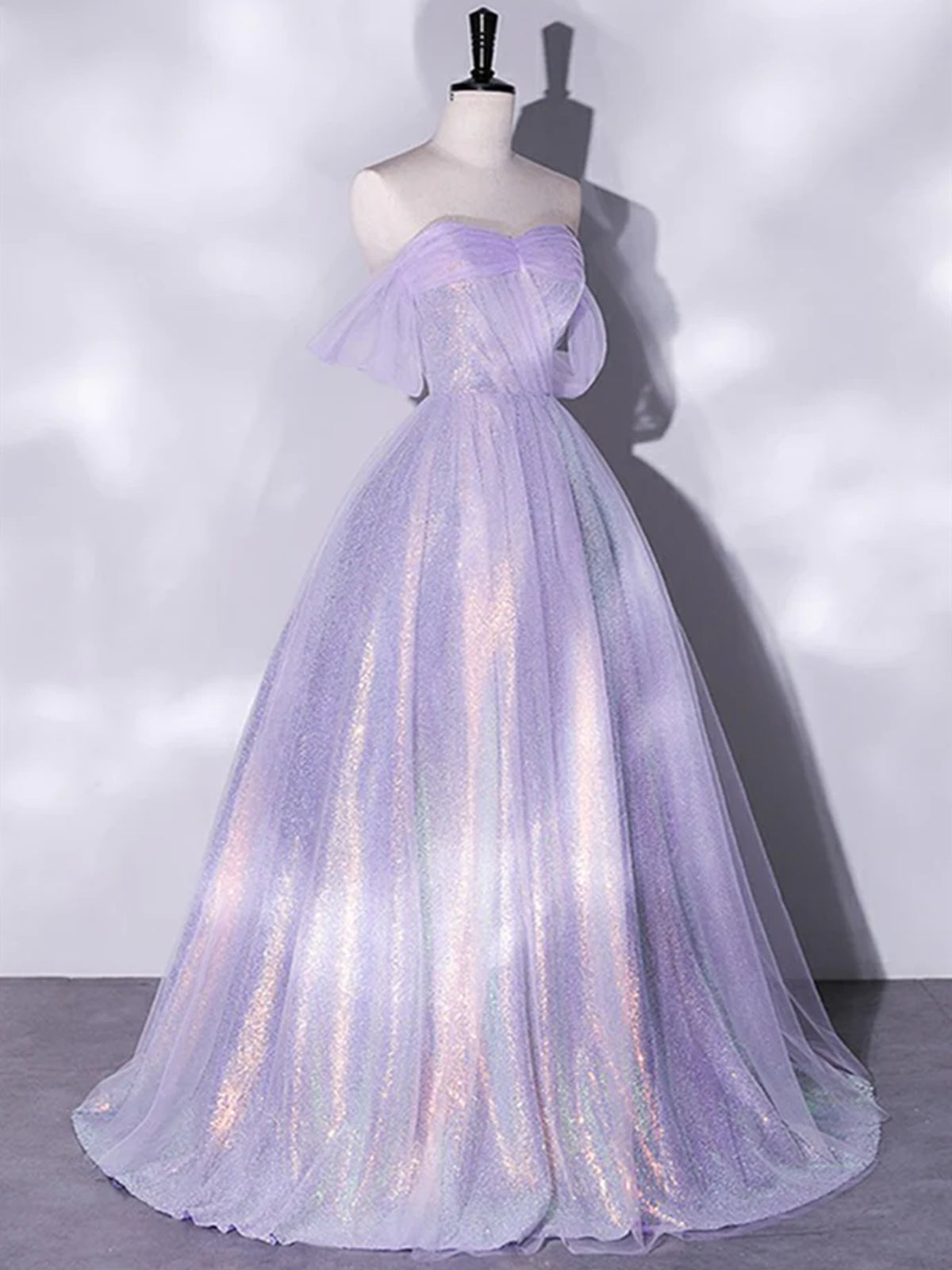 purple long sleeve off the shoulder dress Lace Long Sleeves Off Shoulder Satin Split Dress