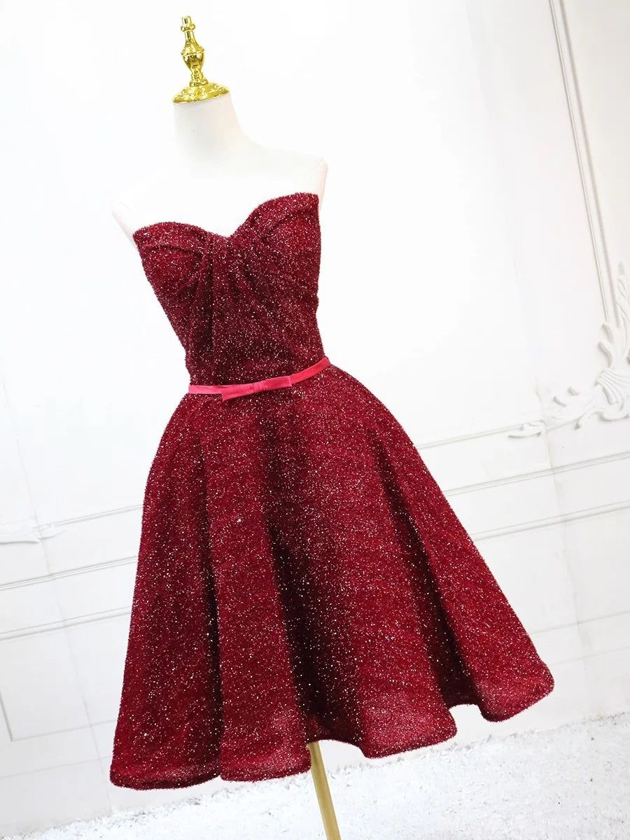 Shiny Short Burgundy Prom Dresses, Short Wine Red Formal Homecoming Dresses, US 10 / Burgundy as Pics / No Rush Shiny Short Burgundy Prom Dresses, Short Wine Red Formal Homecoming Dresses, US 10 / Burgundy as Pics / No Rush