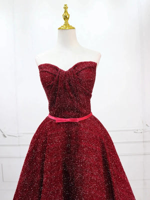 Shiny Short Burgundy Prom Dresses, Short Wine Red Formal Homecoming Dresses