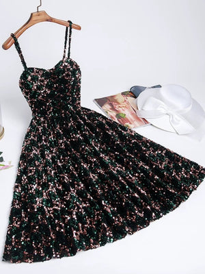 Shiny Short Green Prom Dresses, Shiny Short Green Formal Homecoming Dresses