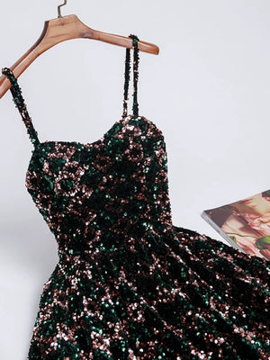 Shiny Short Green Prom Dresses, Shiny Short Green Formal Homecoming Dresses