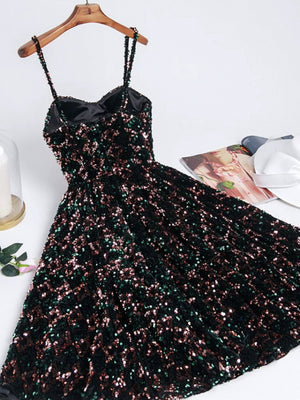 Shiny Short Green Prom Dresses, Shiny Short Green Formal Homecoming Dresses