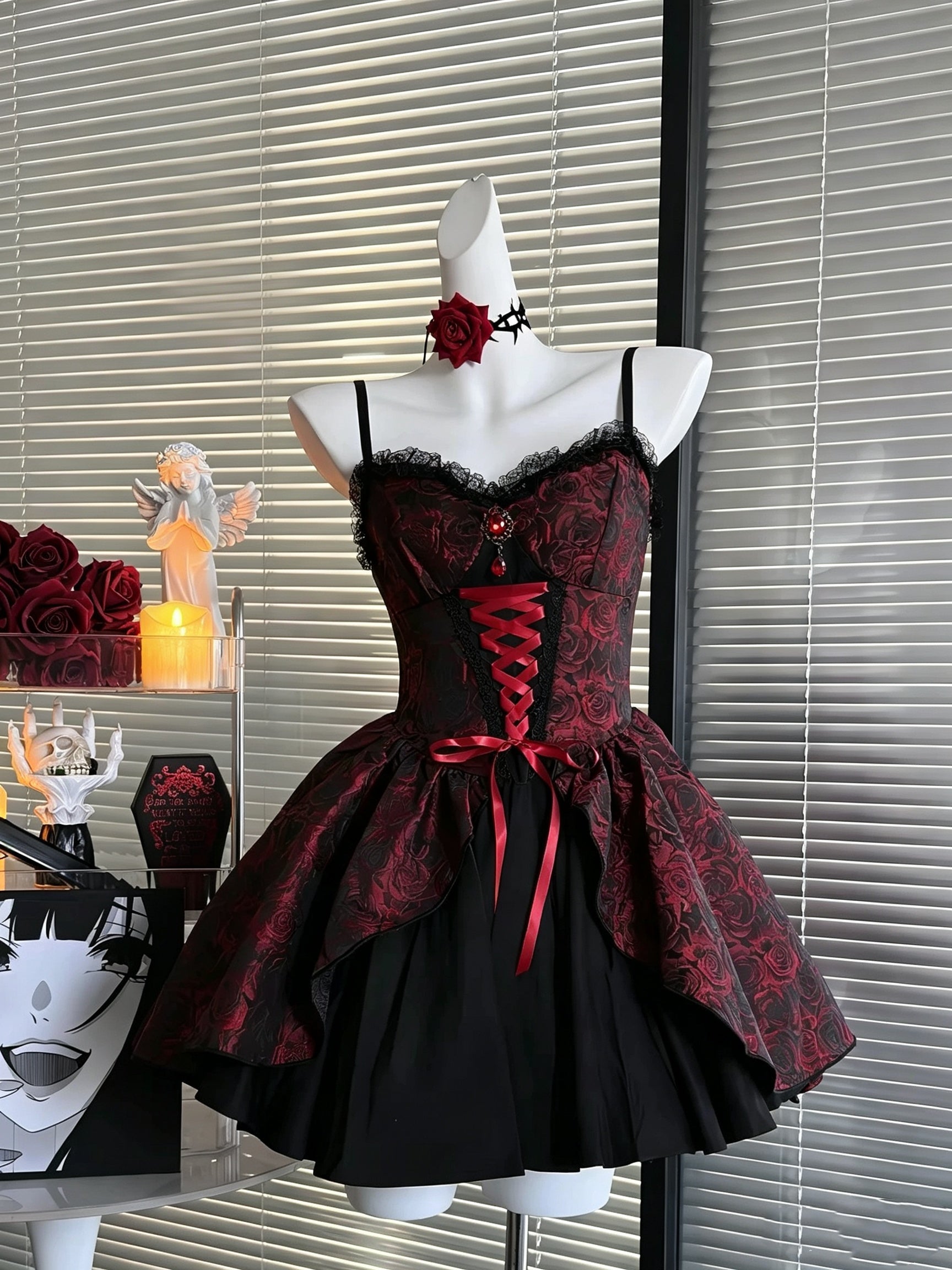 Short Black Burgundy Lace Prom Dresses with Long Sleeves, Short Black