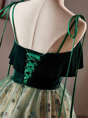 Short Green Champagne Lace Prom Dresses, Short Green Champagne Formal Graduation Dresses