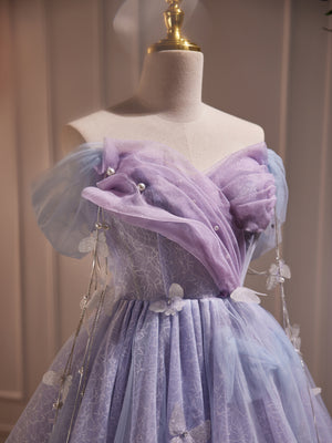 Short Purple Tulle Prom Dresses, Short Purple Tulle Formal Homecoming Dresses