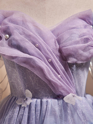 Short Purple Tulle Prom Dresses, Short Purple Tulle Formal Homecoming Dresses