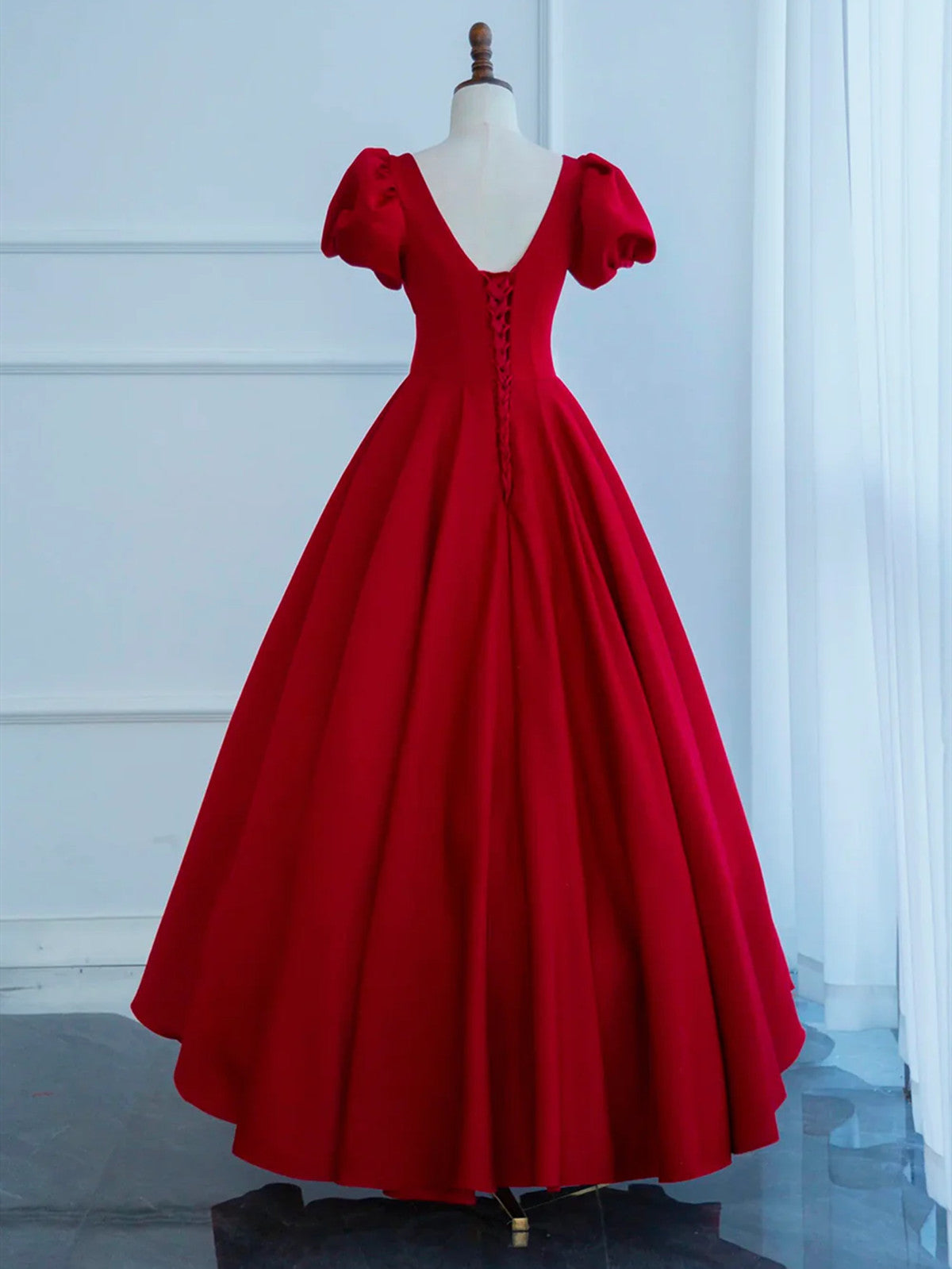 Short Sleeves Burgundy Long Prom Dresses, Wine Red Long Formal Evening - shegown Short Sleeves Burgundy Long Prom Dresses, Wine Red Long Formal Evening - shegown