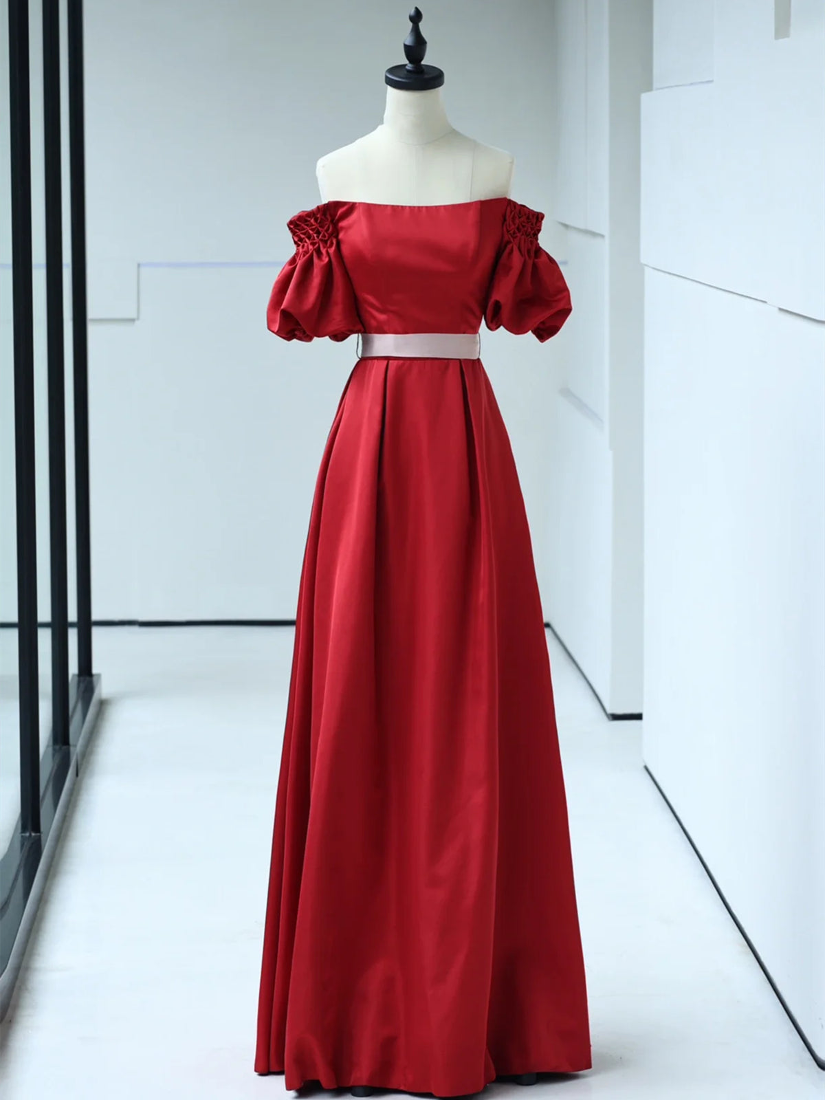 Short Sleeves Burgundy Satin Long Prom Dresses, Wine Red Satin Long Formal Evening Dresses, US 10 / Custom Color / With Rush+$19.99 Short Sleeves Burgundy Satin Long Prom Dresses, Wine Red Satin Long Formal Evening Dresses, US 10 / Custom Color / With Rush+$19.99
